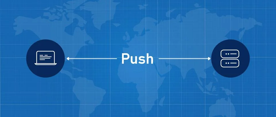 Websocket push data bi-directional for low latency data exchange diagram Stock Illustration