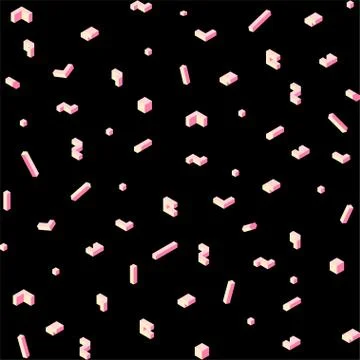 WebThree-dimensional geometric shapes of pink color on a black b Stock Illustration