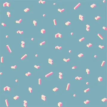 WebThree-dimensional geometric shapes of pink color on a blue ba Stock Illustration