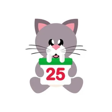 Webwinter cartoon cat sitting with christmas text Stockillustratie