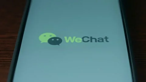 WeChat logo, messaging app, presentation Stock Footage 310055397