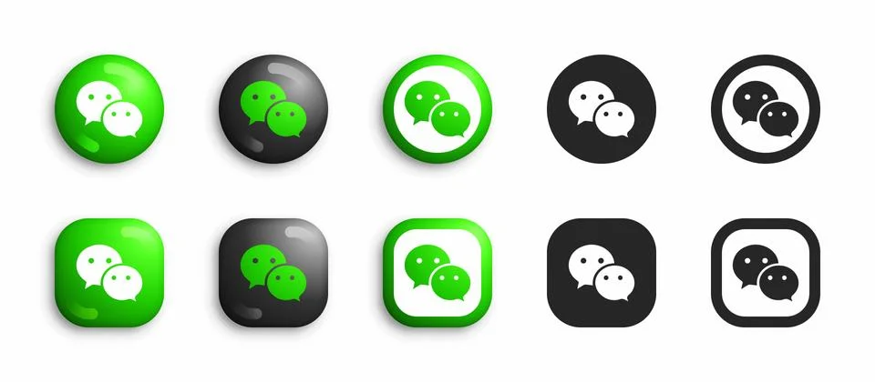 Wechat Modern 3D And Flat Icons Set Vector Stock Illustration