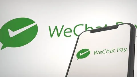 WeChat Pay app logo in mobile display screen and background editorial Stock Photos