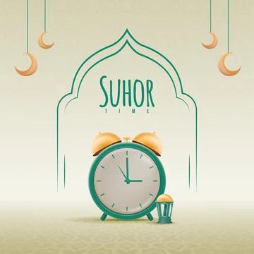 Wecker clock Showing Time to Suhoor Vector Illustration Stock Illustration