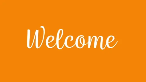 Weclome Script Text on a Orange Background Video stock 296500350