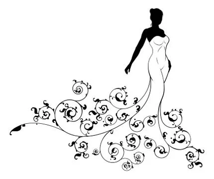 Wedding Abstract Bride Silhouette 스톡 일러스트