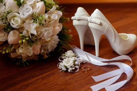Wedding accessories of the bride Stock Photos