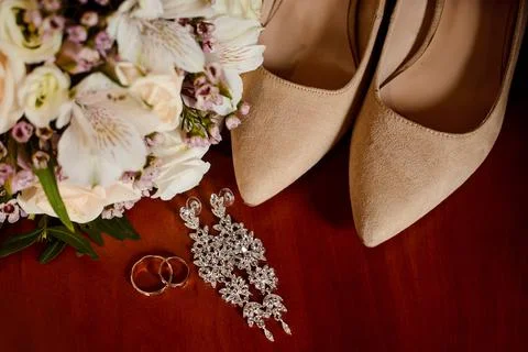 Wedding accessories of the bride Stock Photos