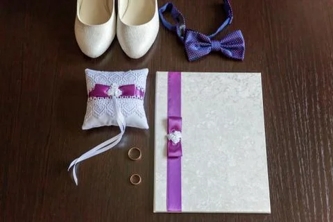 Wedding accessories close up Stock Photos