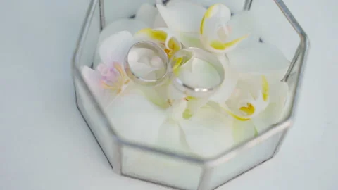 Wedding accessories on the dressing table: a bridal bouquet of white peonies Stock Footage 150554140