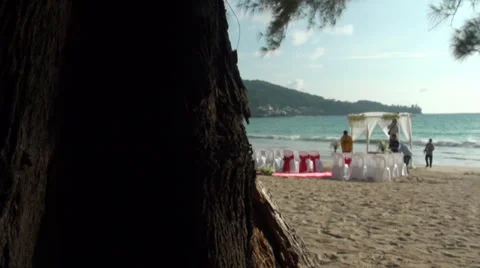 Wedding Altar on a beach, clip 1 of 2 Stock Footage 38247251