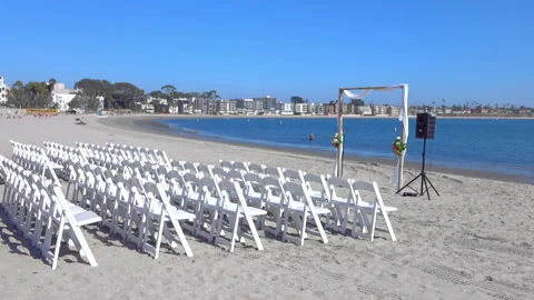 Wedding altar on the beach in slow motion 120fps Stock Footage 166098053