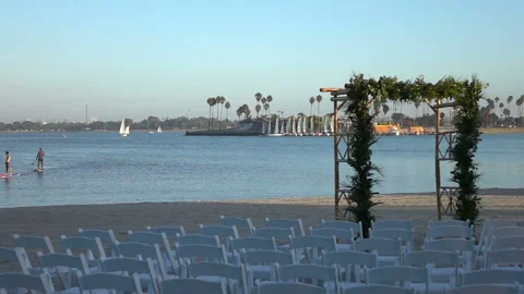 Wedding altar on the beach in slow motion 250fps Stock Footage 166098071