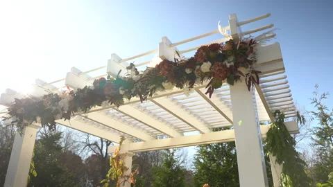 Wedding Altar with Flowers Stock Footage 223545688