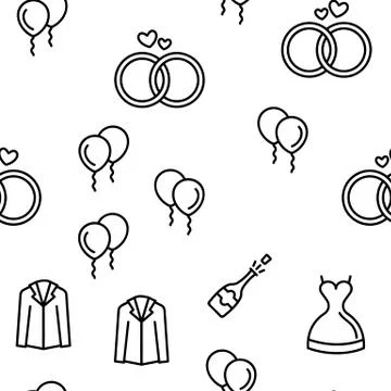 Wedding And Engaging Vector Seamless Pattern Illustrazione stock