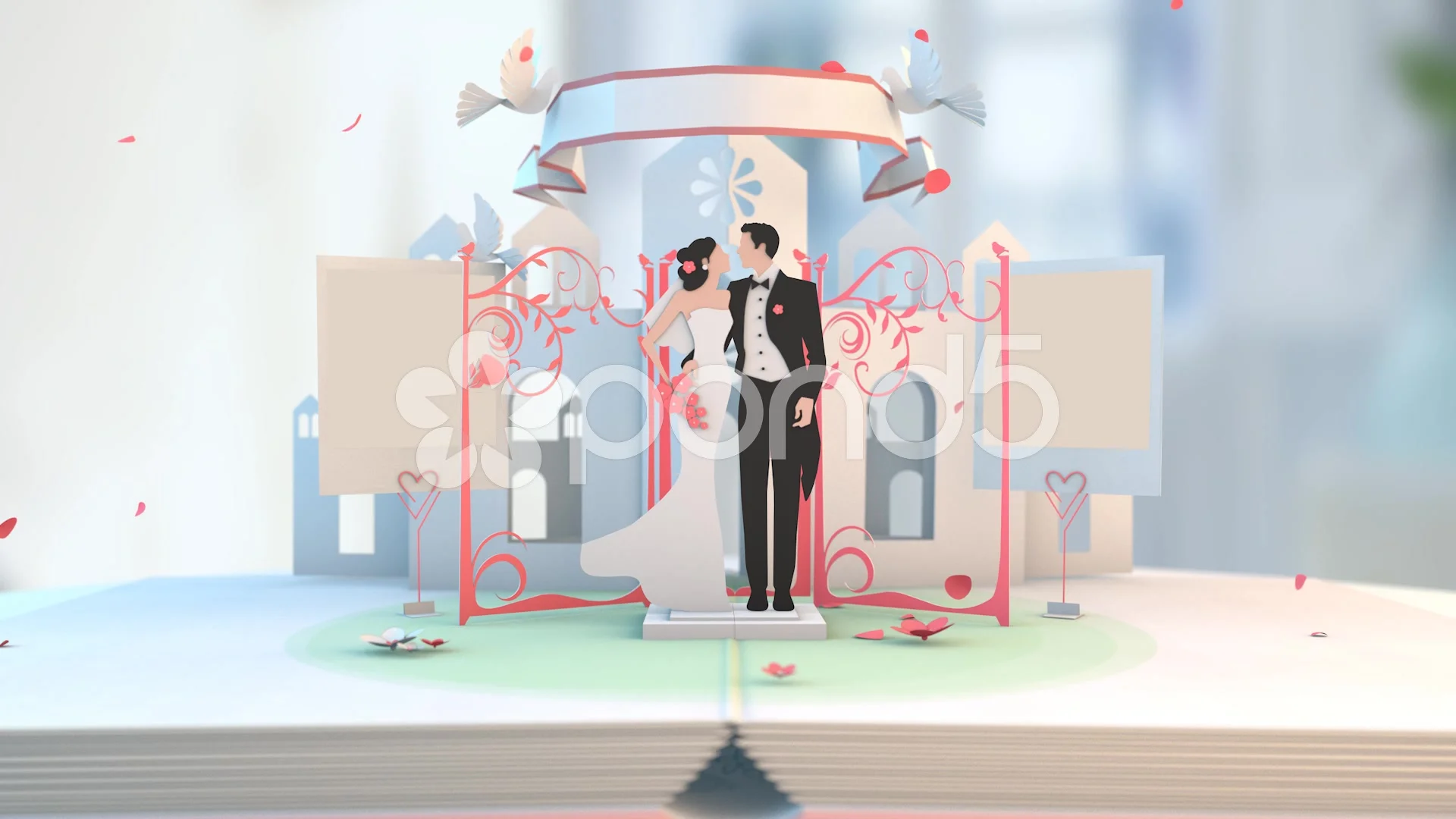 Wedding Animation Newly Wed couple bride... | Stock Video | Pond5