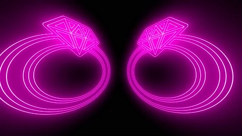 Wedding animation video ring gold jewelery rotation neon lights footage draw Stock Footage 231582948
