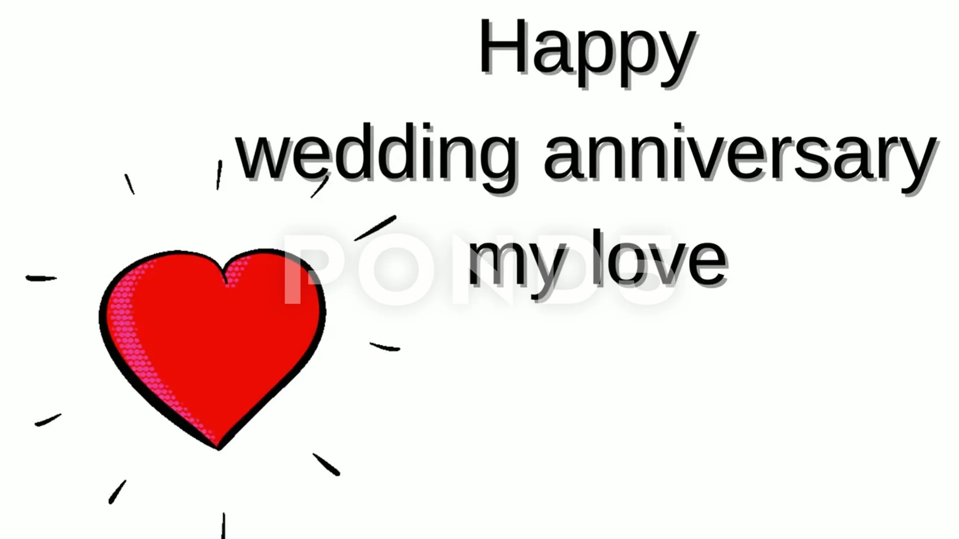 Wedding anniversary congratulation message video illustration heart art