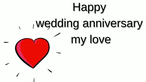 Wedding anniversary congratulation message video illustration heart art Stock Footage 168763852