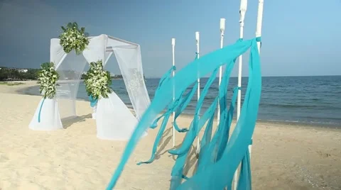 Wedding arch on the beach Stock Footage 55811071