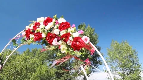 Wedding arch decorated with flowers Stock Footage 51571058