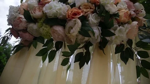 Wedding arch decorated with flowers 스톡 동영상 71207104