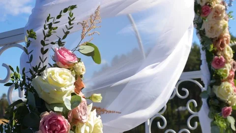 Wedding arch decorated with flowers Stock Footage 93823924