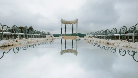 Wedding Arch Is Decorated With Flowers. Video stock 110755842