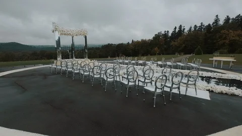 Wedding Arch Is Decorated With Flowers. Stock Footage 110755884