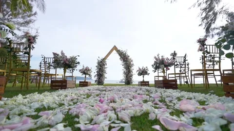 Wedding arch decorating for ceremony . Stock Footage 155774551
