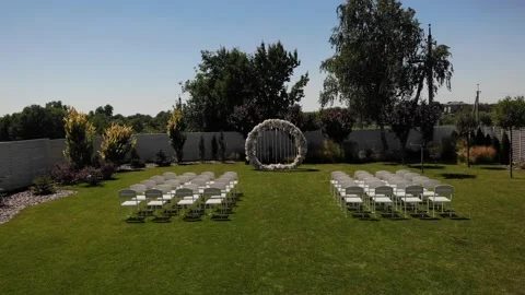 Wedding arch drone view Stock Footage 139870954