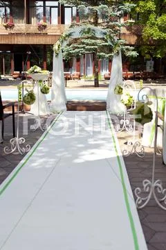 Wedding arch with flowers decoration Stock Photos