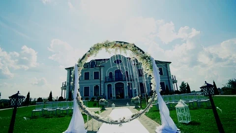 Wedding arch with flowers 스톡 동영상 99257767
