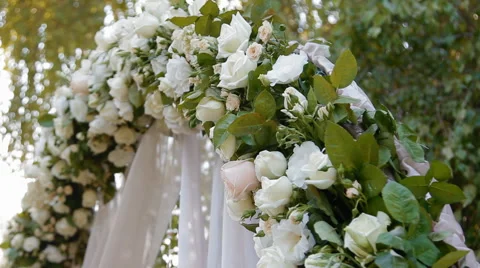 Wedding arch with natural roses Stock Footage 47226801