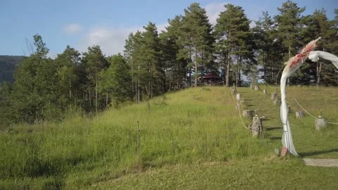 Wedding arch panning at the mountain Stock Footage 134768261