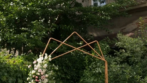 Wedding Arch is Ready For The Ceremony. View From Up to Down. Stock Footage 123702922