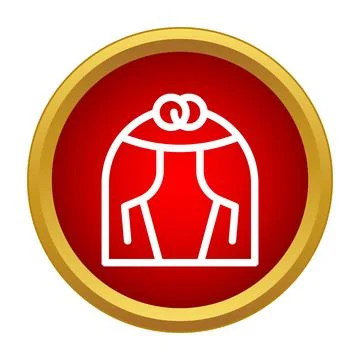 Wedding arch with rings icon on red background Stock Illustration
