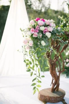 Wedding arch. Rustic wedding. Stock Photos