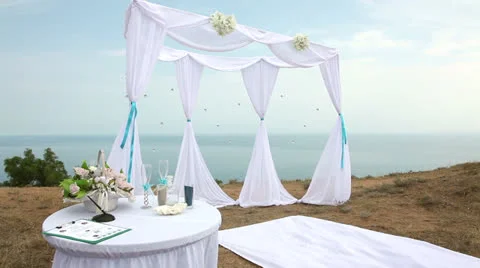 Wedding arch by the sea. Stock Footage 27150481