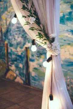 Wedding arch in studio with art background Stock Photos