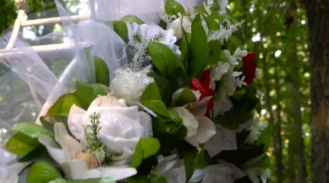 Wedding arch in summer forest Stock Footage 66688144