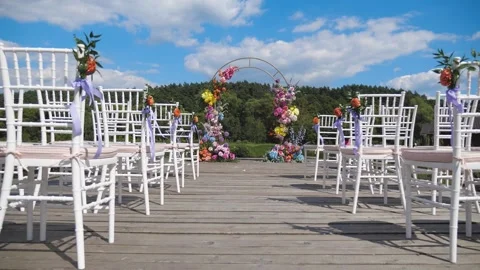 Wedding arch on a warm summer day Stock Footage 267682203