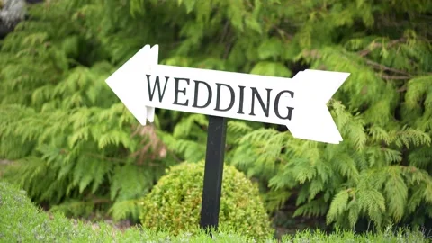 Wedding arrow sign pointing to the left Stock Footage 278047326
