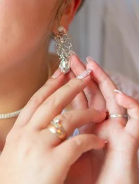 Wedding attributes of brides. wedding accessories. wedding trifles Stock Photos