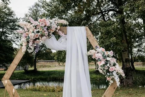 Wedding backdrop with flower Stock Photos