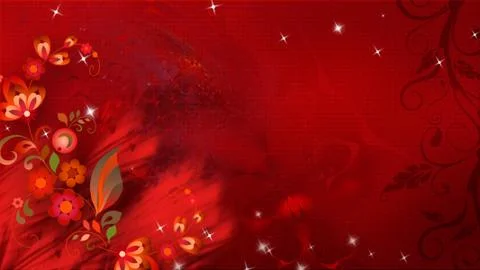 Wedding Background 40, Red, Flower Stock Illustration