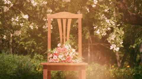 Wedding background with flowers under blossoming apple tree 動画素材 54579023