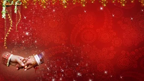 Wedding Background, Hastamilap, Red Stock Illustration