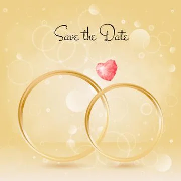 Wedding Background with rings and gemstone, bokeh Stock Illustration
