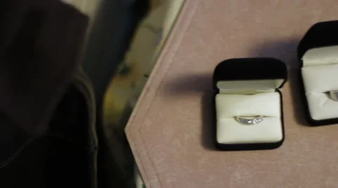 Wedding Bands In Jewlery Boxes Stock Footage